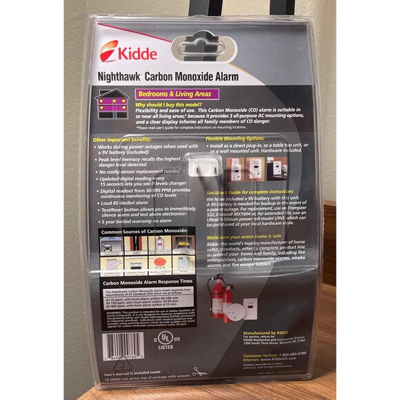 Kidde Nighthawk Carbon Monoxide Alarm KN-COPP-3 Plug In w/ Battery Backup NEW - Picture 2 of 2